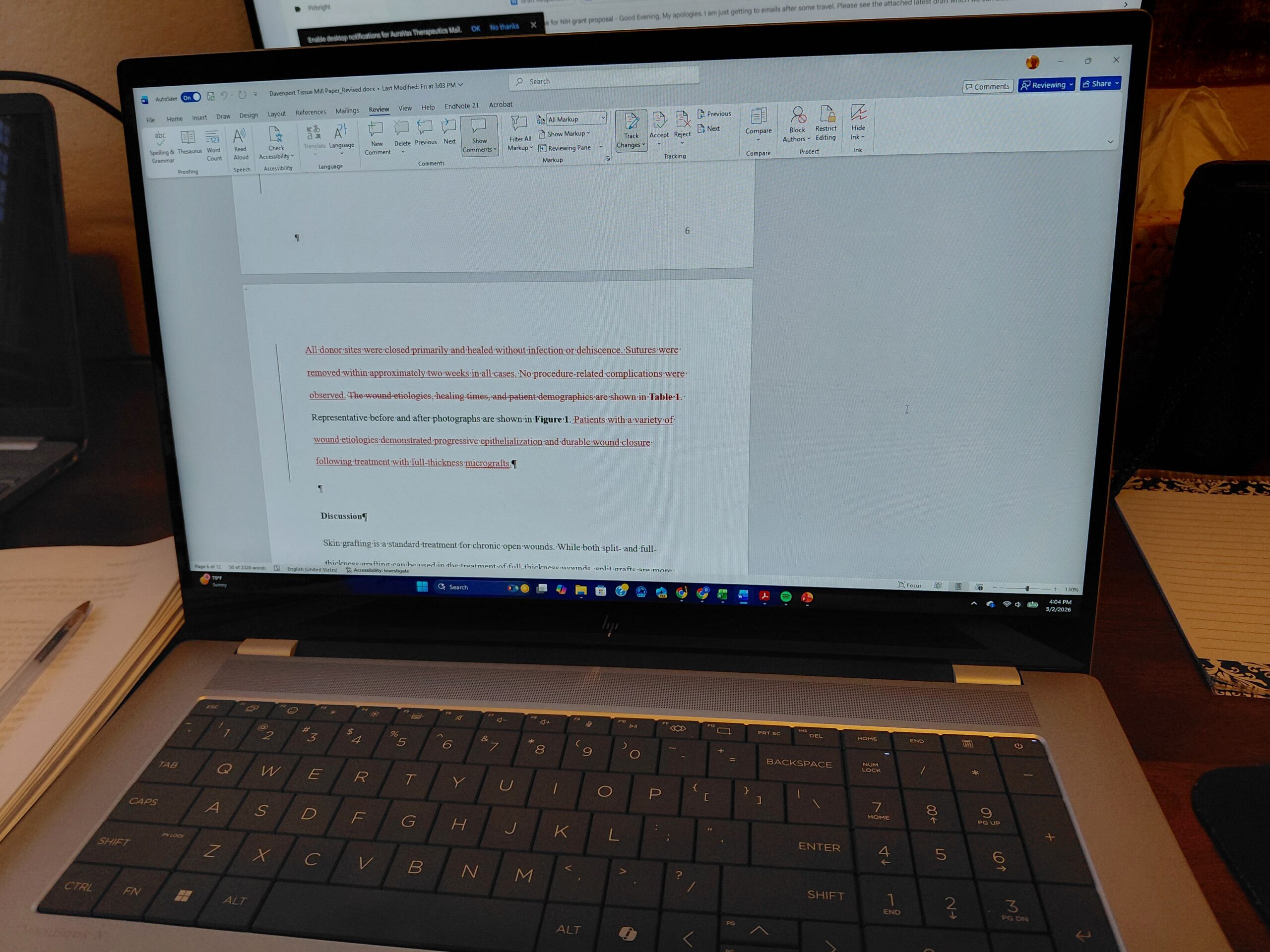 PhD thesis proofreading in Microsoft Word with Track Changes enabled
